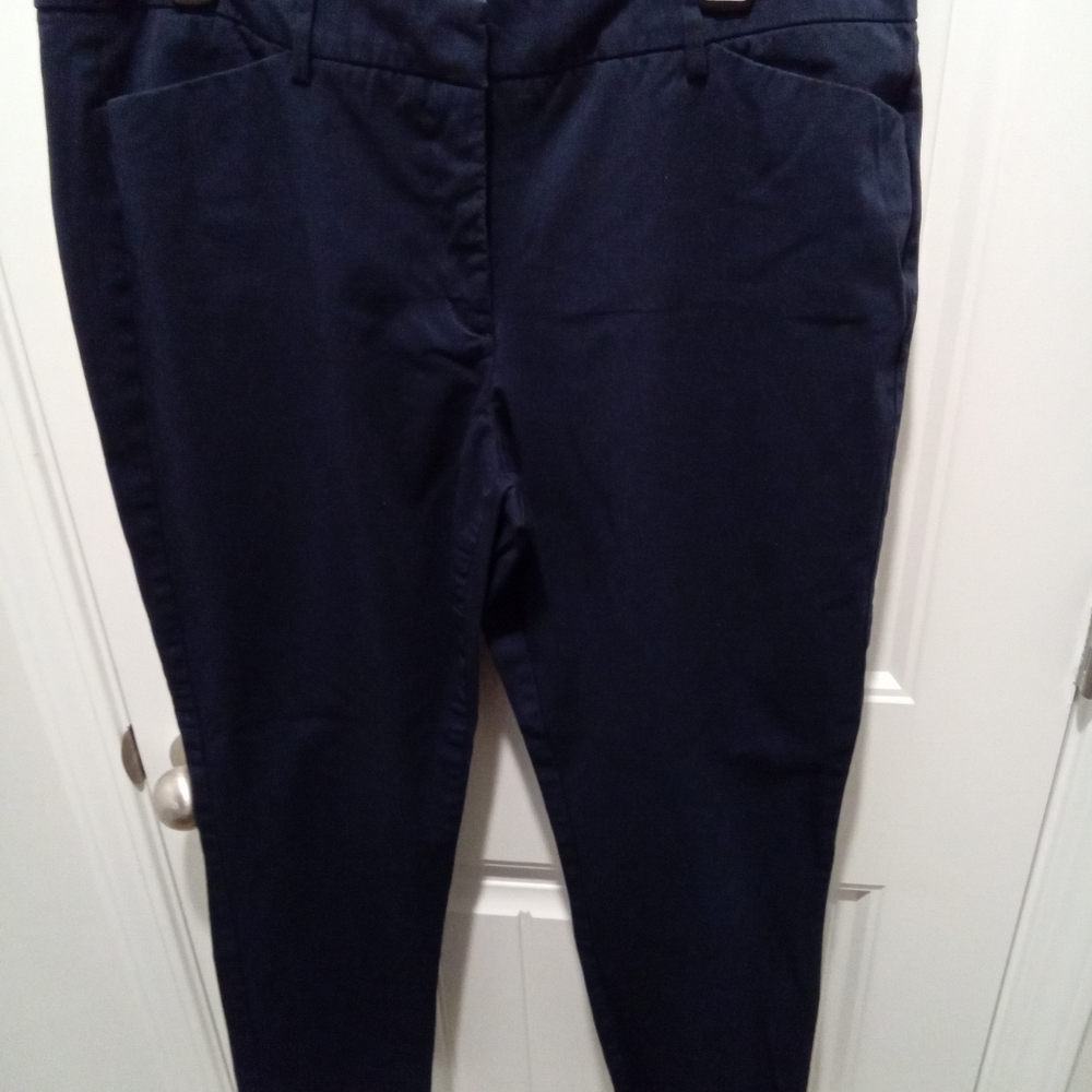 Worthington Plus Size 14 Classic Navy Ankle Cropped Straight Leg Pants